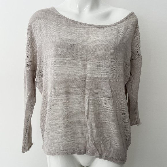 HELMUT HELMUT LANG Knit Sweater Small Gray Cold Shoulder Cotton Yak VGUC - Picture 1 of 8